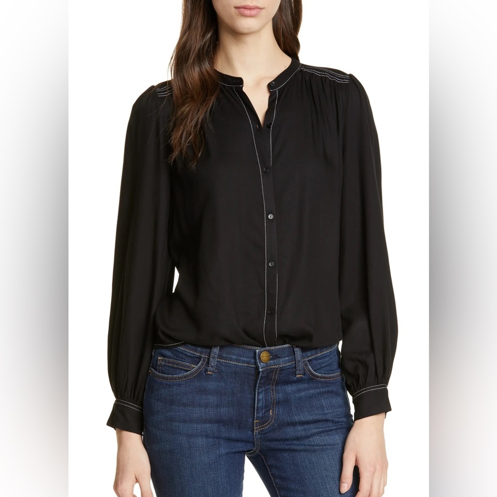 Joie “Saiyuri” blouse in caviar black